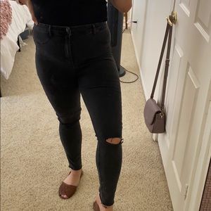 Zara Ripped Jeans Off Black